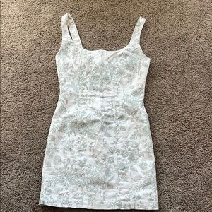 House of Harlow 1960 White and Green Floral Mini Dress